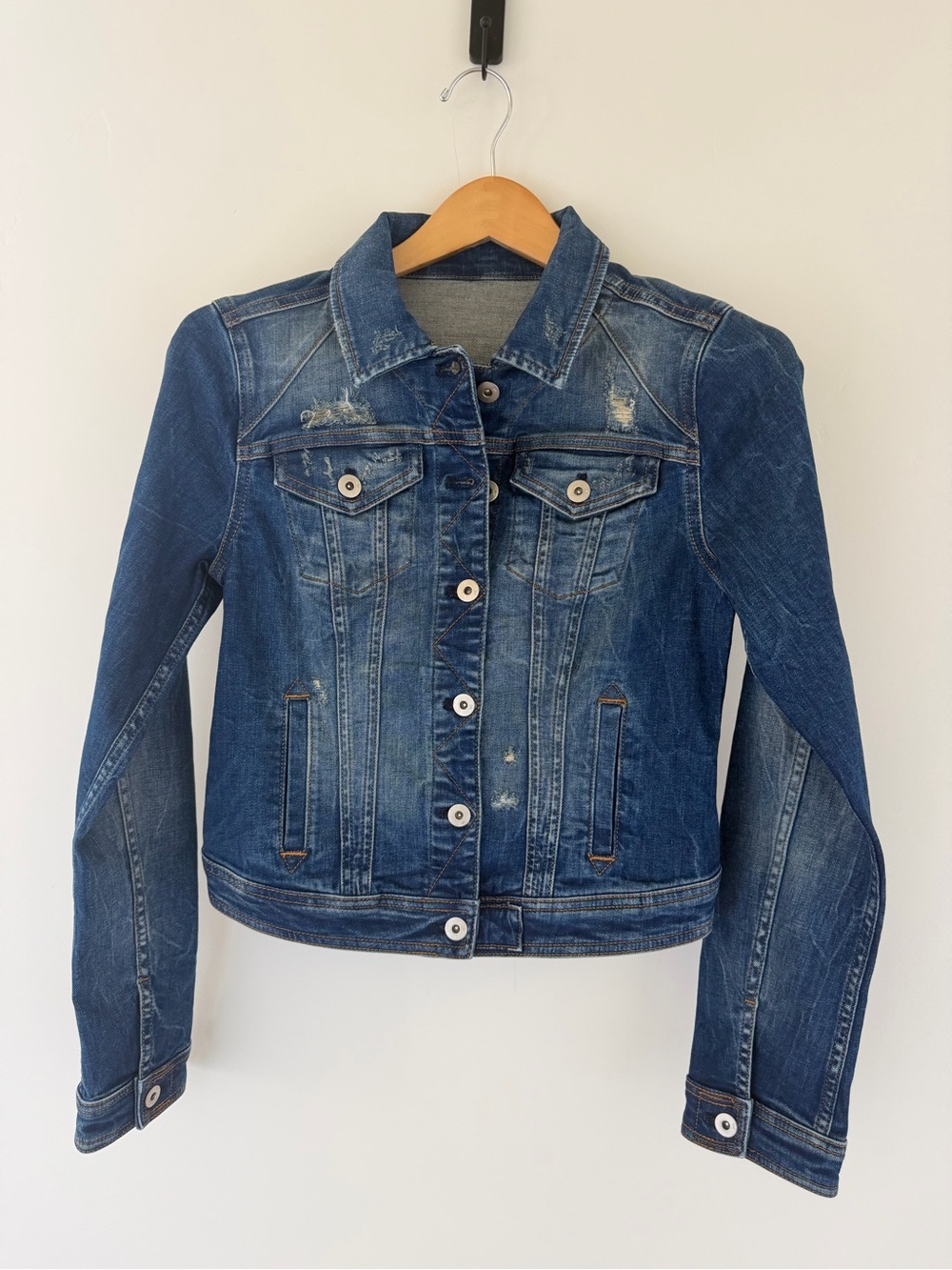 Pilcro Distressed Blue Denim Jacket